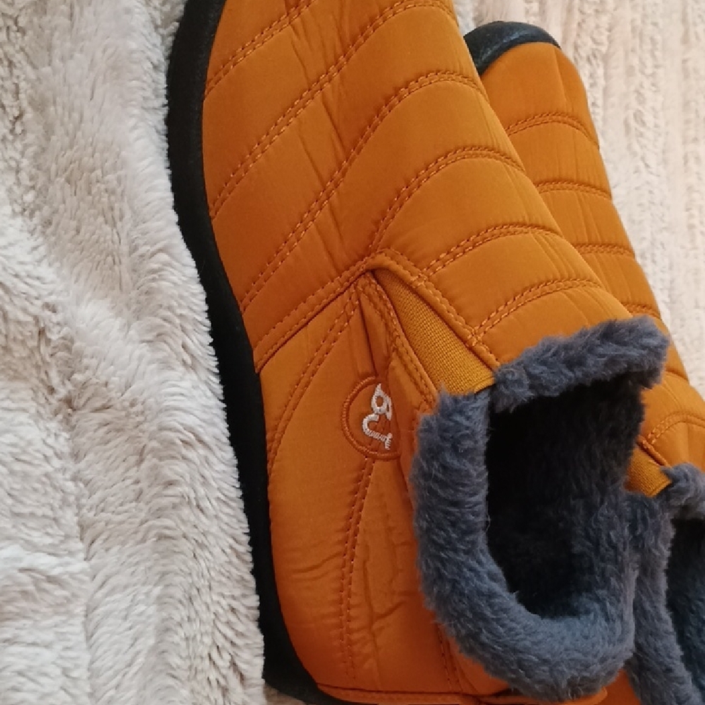 Orange and Gray Quilted Winter Boots with Plush Lining